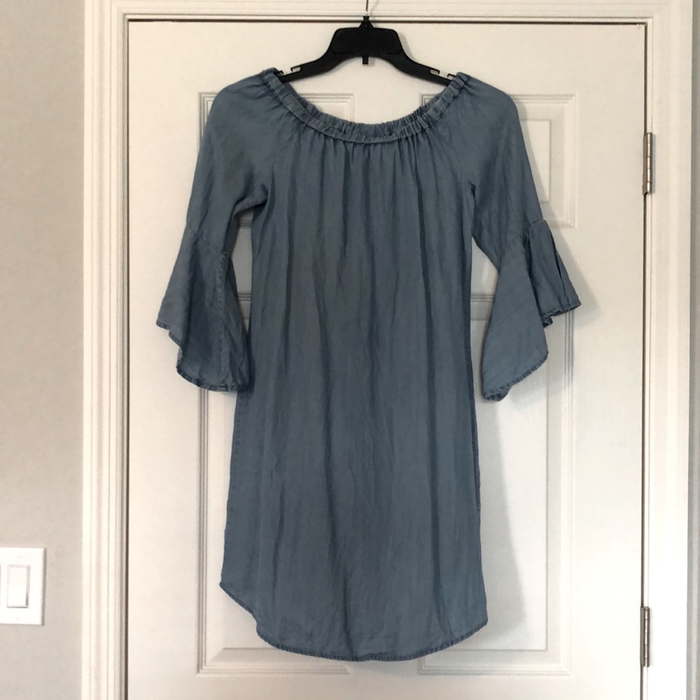 XS, Westport denim off shoulder mini dress